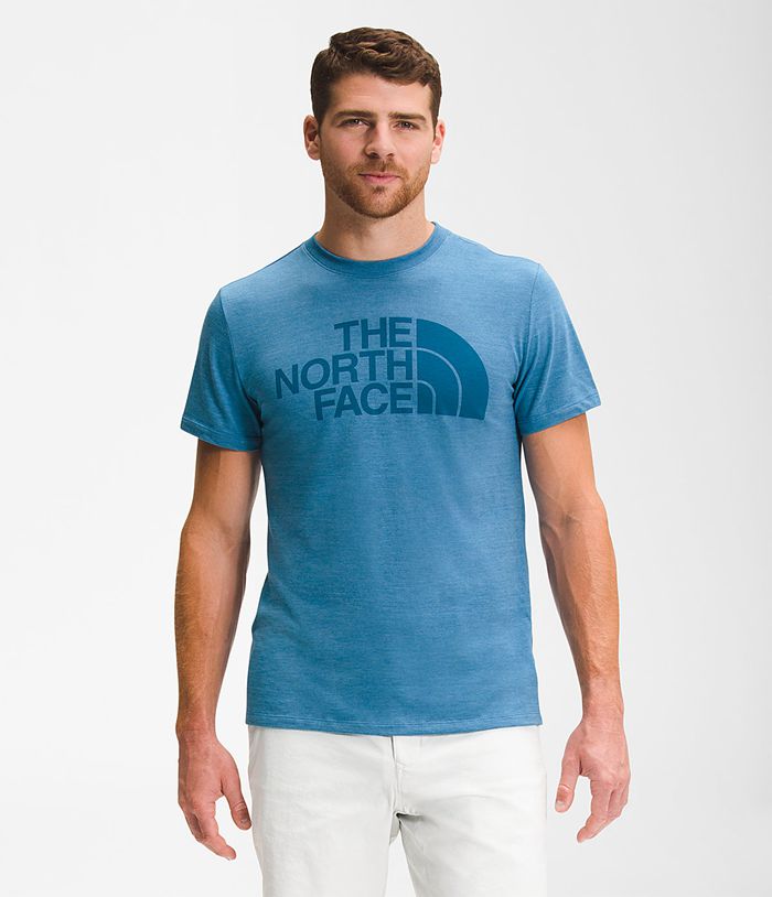 Camiseta The North Face Hombre Manga Corta Half Dome Tri-Blend Azules - Peru 26385SWDR